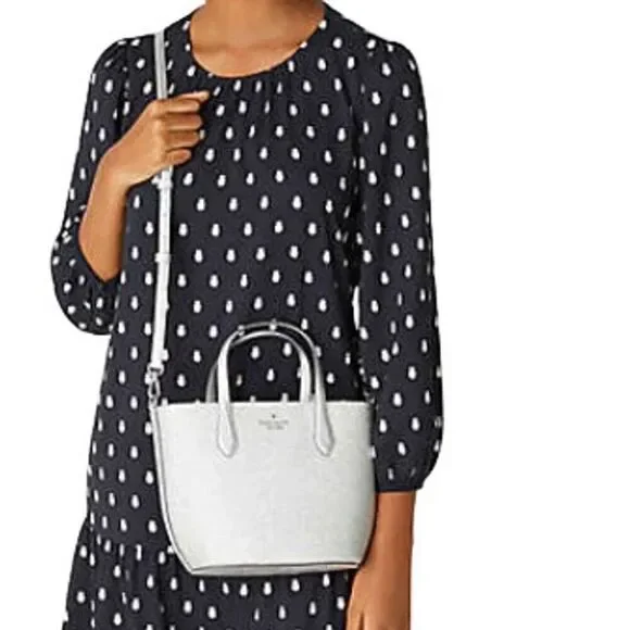 NEW Kate Spade New York Glimmer Satchel Crossbody Bag Silver Elegant Glamorous - Picture 2 of 5